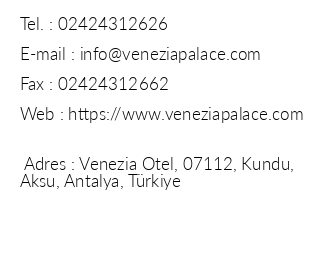 Venezia Palace Deluxe Resort Hotel iletiim bilgileri